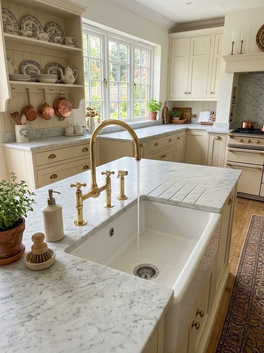 Unlacquered Brass Kitchen Bridge Faucet
