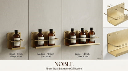 Solid Brass Wall-Mounted Bathroom Caddy & Vanity Shelf