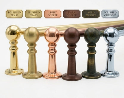 Solid Brass Gallery Rail – Custom Unlacquered Brass Post & Rod System for Shelves & Kitchen Cabinets