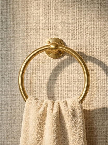 Unlacquered Brass Towel Ring – Solid Brass Bathroom Towel Holder