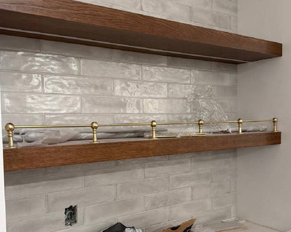 Solid Brass Gallery Rail for Kitchen Shelves & Mantels | Hand-Finished Unlacquered Brass Railing