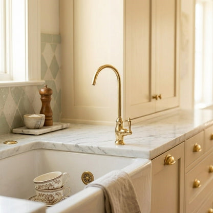 Unlacquered Brass Cold Water Dispenser Tap - Single-Lever Kitchen Filter Faucet