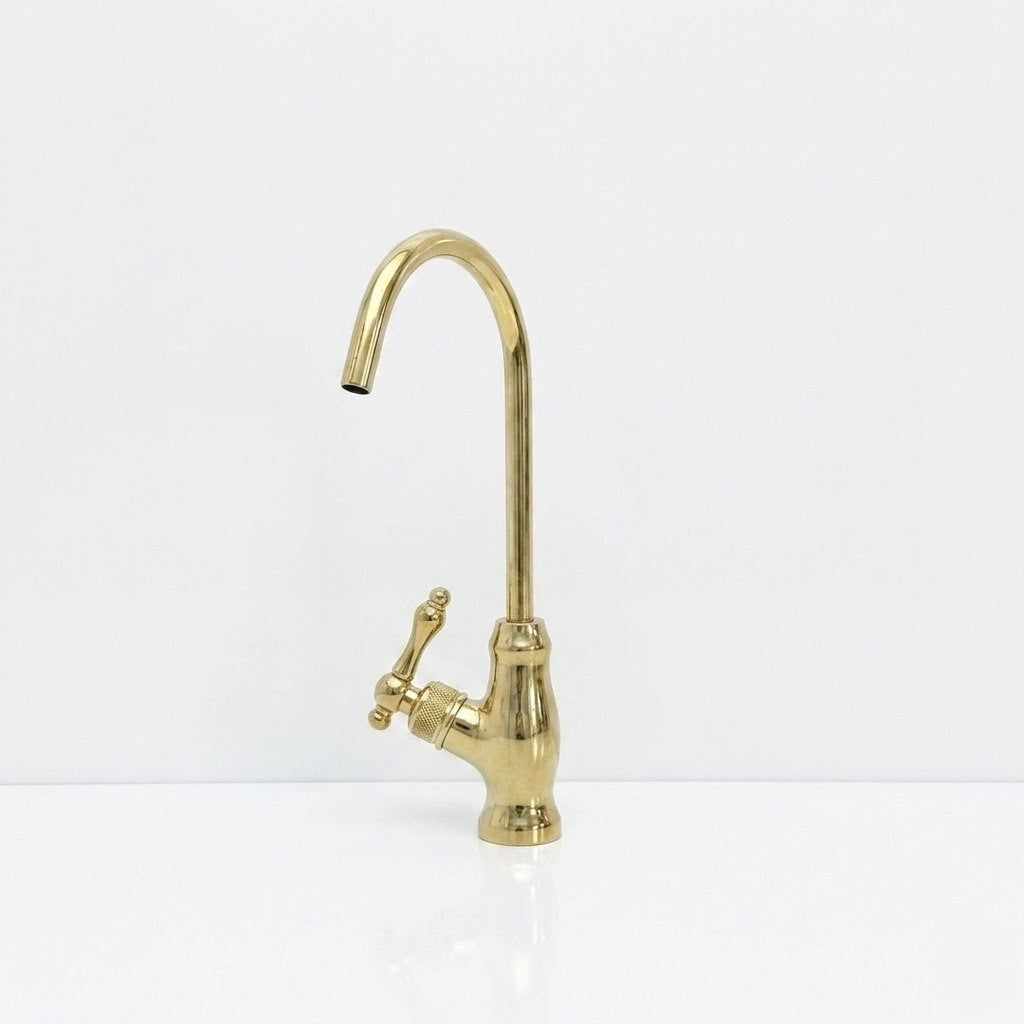 Unlacquered Brass Cold Water Dispenser Tap - Single-Lever Kitchen Filter Faucet