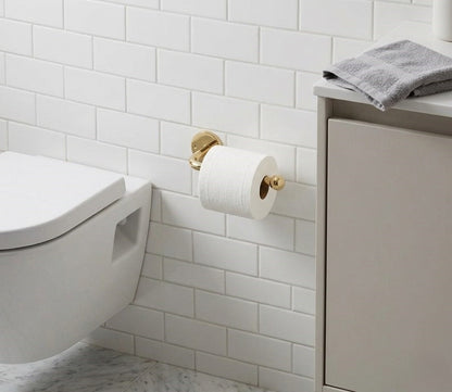 Solid Brass Toilet Paper Holder - Hand-Finished Ball End Paper Roll Holder