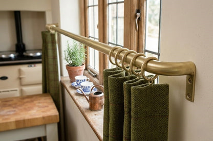 Unlacquered Brass Cafe Curtain Rod with Curved French Return & Eyelet Rings