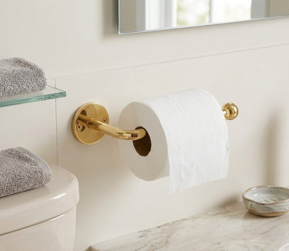 Solid Brass Toilet Paper Holder - Hand-Finished Ball End Paper Roll Holder
