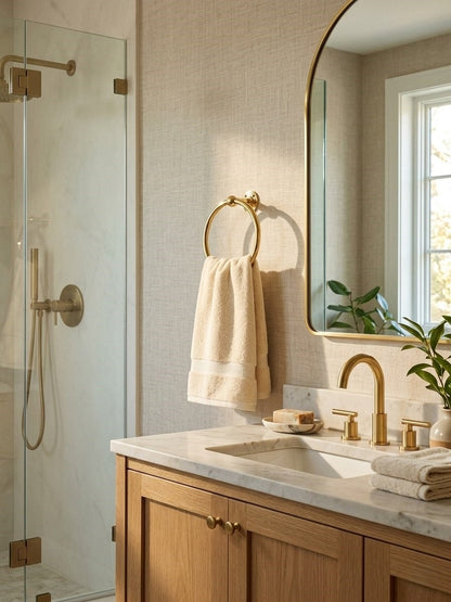 Unlacquered Brass Towel Ring – Solid Brass Bathroom Towel Holder