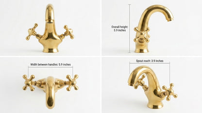 Noble Brass Unlacquered Brass Dual-Handle Faucet – Artisan Handcrafted Monobloc Mixer
