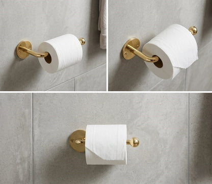 Solid Brass Toilet Paper Holder - Hand-Finished Ball End Paper Roll Holder