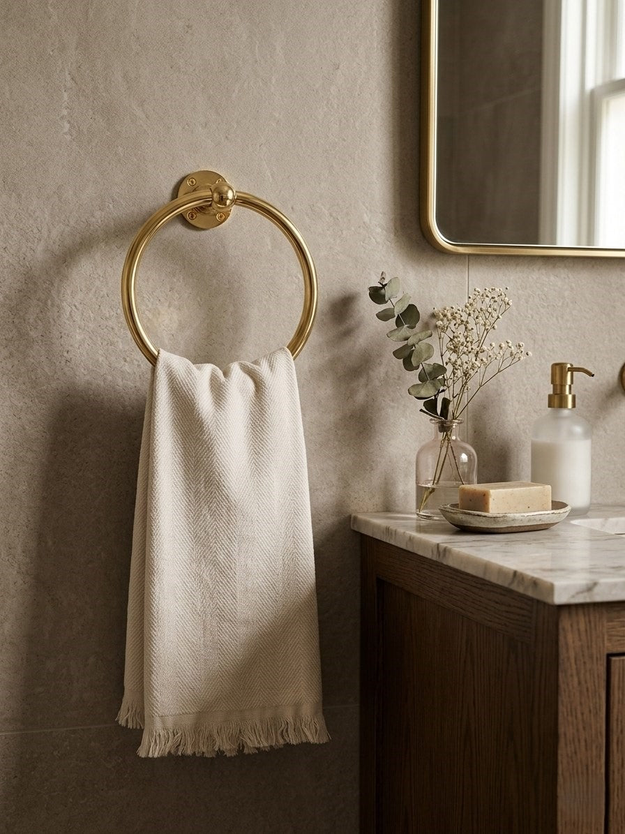 Unlacquered Brass Towel Ring – Solid Brass Bathroom Towel Holder