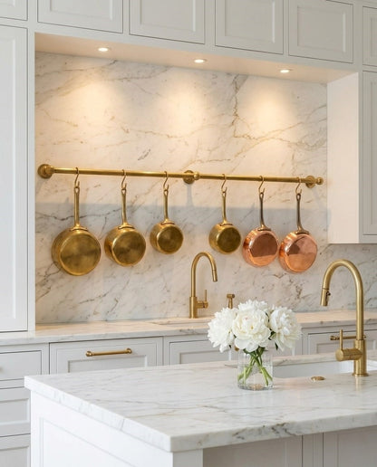 Unlacquered Brass Pot Rail - The Utensil Rail | Noble Brass