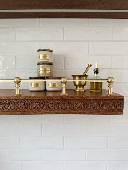 Solid Brass Gallery Rail for Kitchen Shelves & Mantels