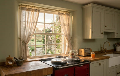 Unlacquered Brass Cafe Curtain Rod with Curved French Return & Eyelet Rings