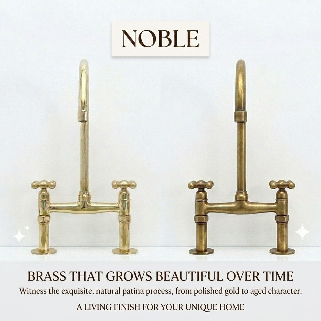 Unlacquered Brass Kitchen Bridge Faucet