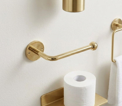 Solid Brass Toilet Paper Holder - Hand-Finished Ball End Paper Roll Holder