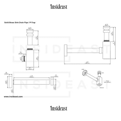 Polished Nickel P-trap, Nickel Water Trap, Bathroom Sink Drain Tailpiece, Drain Kit with Flange, Bathroom Sink Siphon