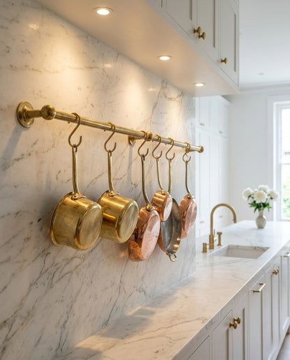 Unlacquered Brass Pot Rail - The Utensil Rail | Noble Brass