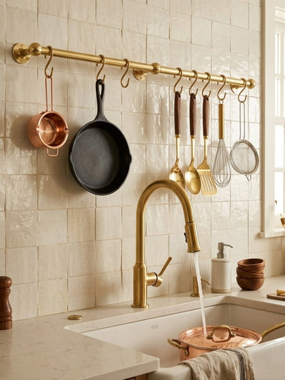 Unlacquered Brass Pot Rail - The Utensil Rail