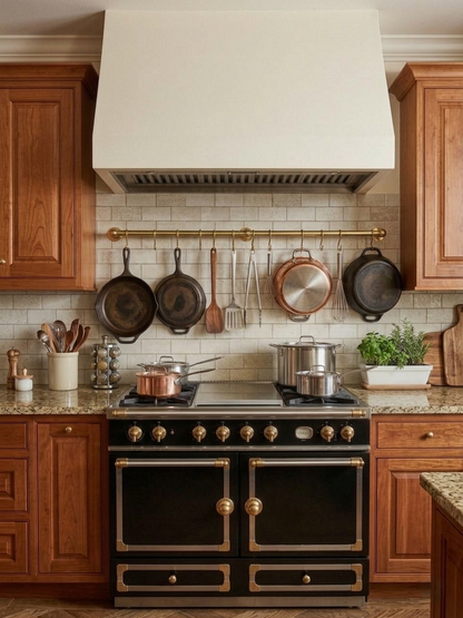 Unlacquered Brass Pot Rail - The Utensil Rail | Noble Brass