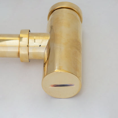 Round Solid Brass Bottle P-Trap & Push-Up Drain