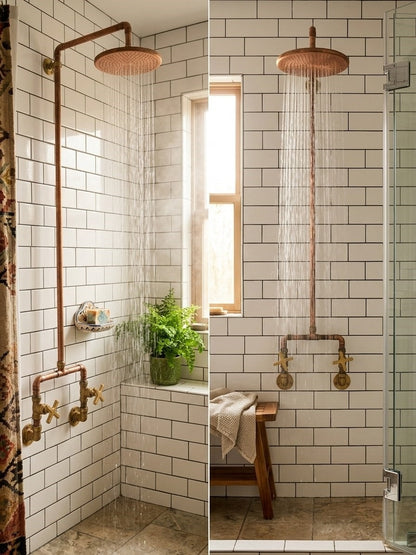 Unlacquered Copper & Brass Outdoor Shower System