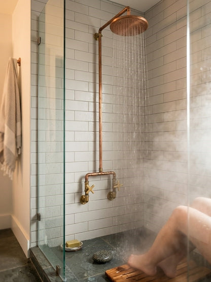 Unlacquered Copper & Brass Outdoor Shower System
