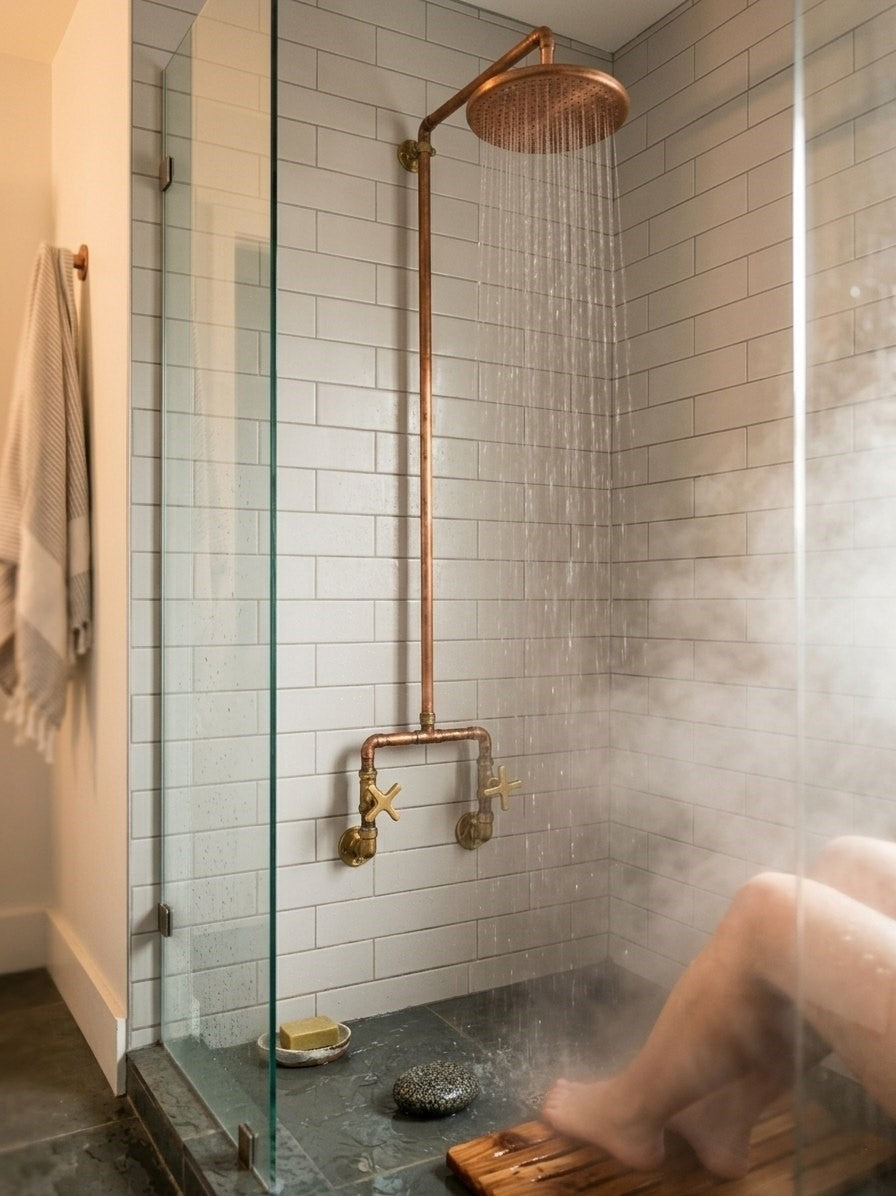Unlacquered Copper & Brass Outdoor Shower System