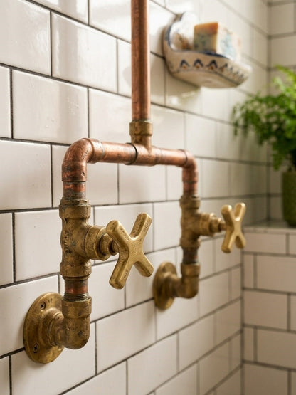 Unlacquered Copper & Brass Outdoor Shower System
