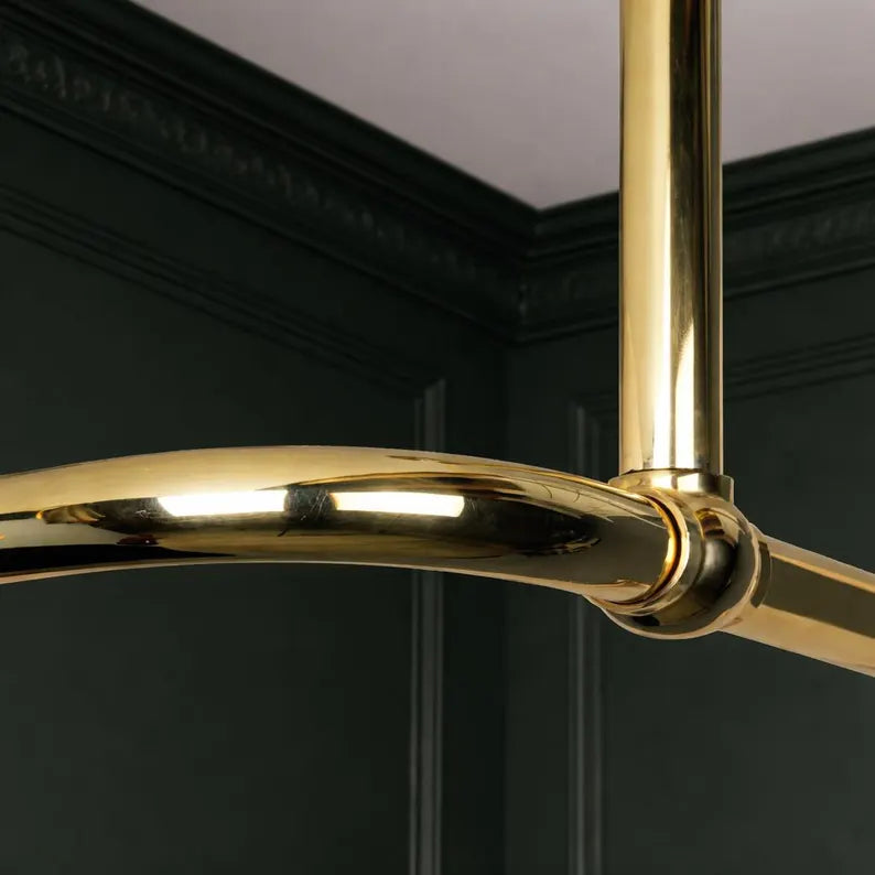 Solid Unlacquered Brass Shower Curtain Rod 30 mm – Heavy Duty Corner Shower Rod