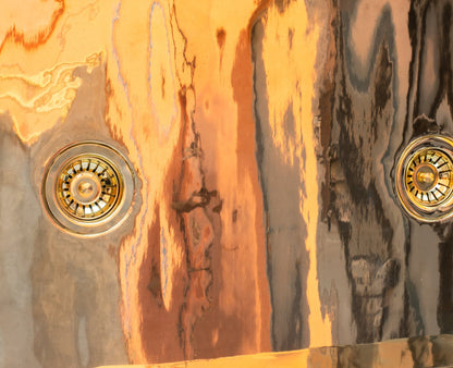 Smooth Unlacquered Brass Farmhouse Kitchen Sink | Double Drain