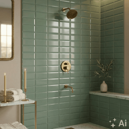 Solid Brass Angled Showerhead & Tub Filler | Concealed 2-Outlet Shower System