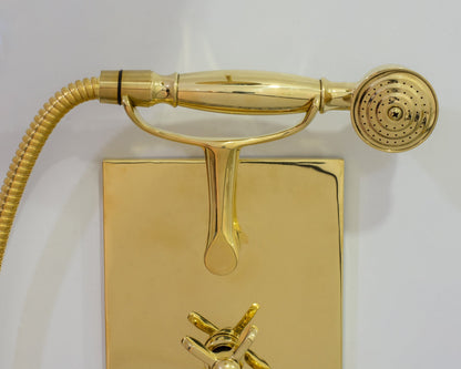 Solid Brass Built-In Shower System – Concealed Rainfall Showerhead with Handheld – Wall-Mounted Shower Set