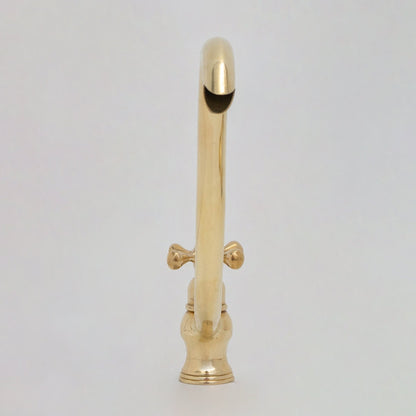 Solid Brass Cold Water Tap, Unlacquered Brass Faucet With Traditional Cross Handles