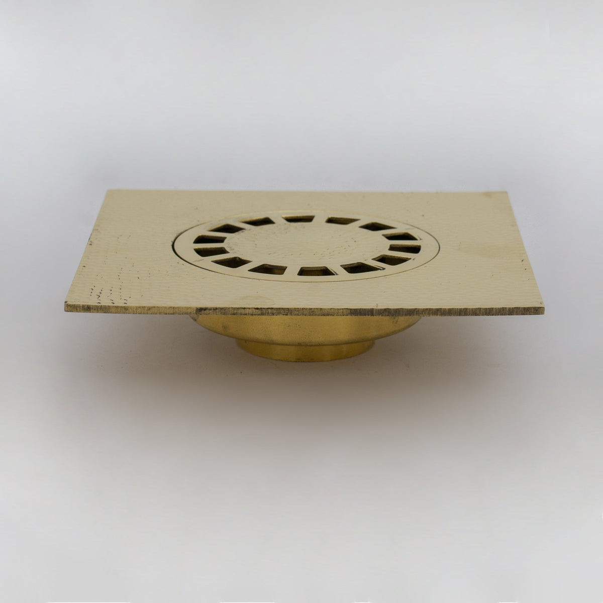 Solid Brass Floor Drain | Hammered Square Style Shower Drain