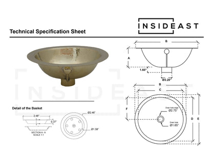 Solid Brass Hammered Sink, Bathroom Sink, Powder Room Sink, Handmade Undermount Sink