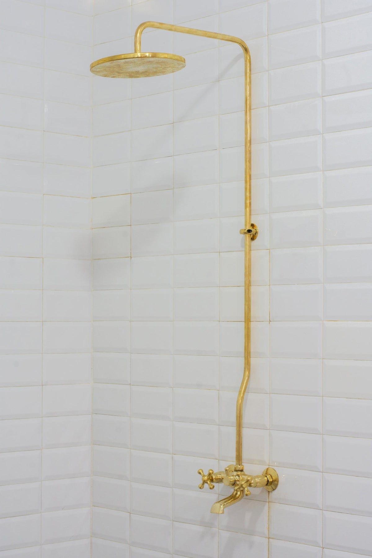Solid Brass Shower System, Showerhead With Tub Filler, Rain Shower System, Exposed Pipe Tub Faucet