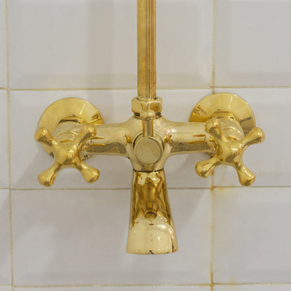 Solid Brass Shower System, Showerhead With Tub Filler, Rain Shower System, Exposed Pipe Tub Faucet