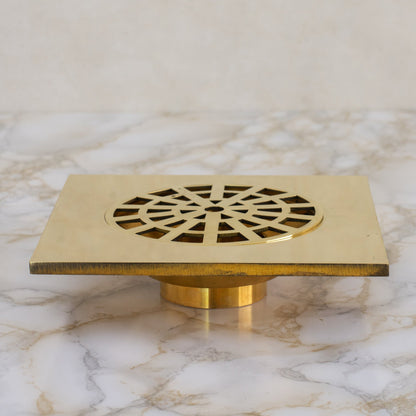 Solid Brass Smooth Floor Drain | Square Grate Shower Drain Cover