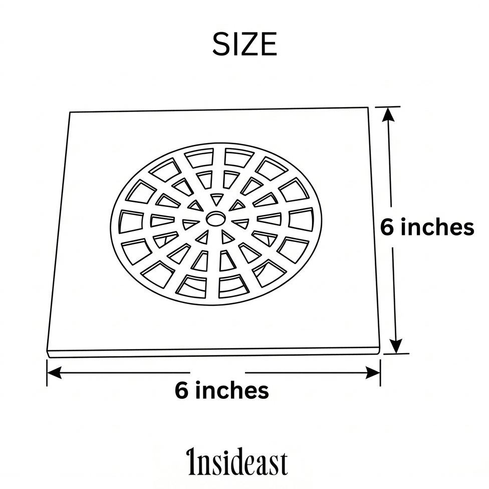 Solid Brass Smooth Floor Drain | Square Grate Shower Drain Cover