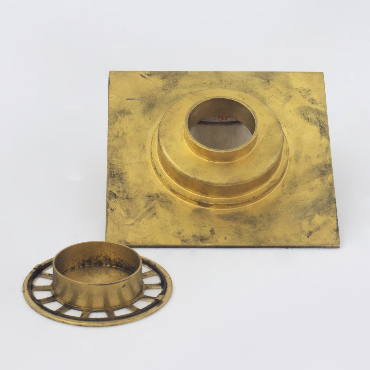 Solid Brass Square Floor Drain | Smooth Style | Unlacquered Shower Drain