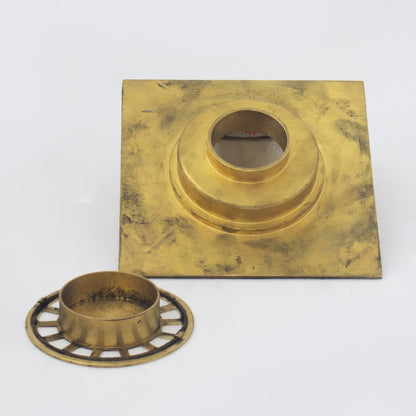 Solid Brass Square Floor Drain | Smooth Style | Unlacquered Shower Drain