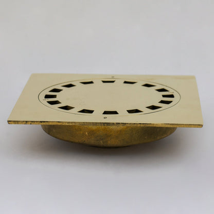 Solid Brass Square Floor Drain | Smooth Style | Unlacquered Shower Drain