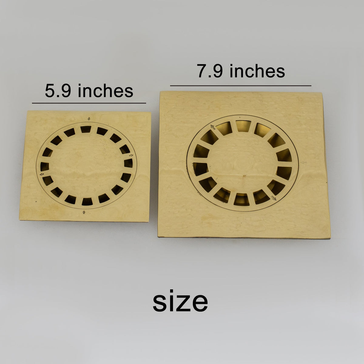 Solid Brass Square Floor Drain | Smooth Style | Unlacquered Shower Drain