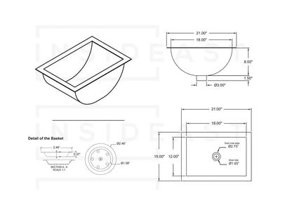 Solid Brass Undermount Bathroom Sink, Hammered Drop-in Vanity Sink With 3-Hole Waterfall Faucet, Undermount Deep Curved Basin