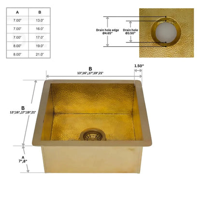 Solid Brass Undermount Hammered Sink | Kitchen Bar Sink