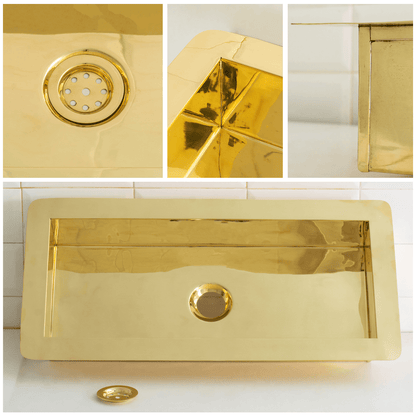 Solid Brass Undermount Rectangular Sink, Single Bowl Kitchen Sink, Compact Sink