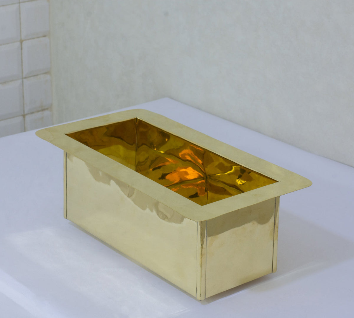 Solid Brass Undermount Sink | Compact Rectangular Small Kitchen Sink | With Strainer
