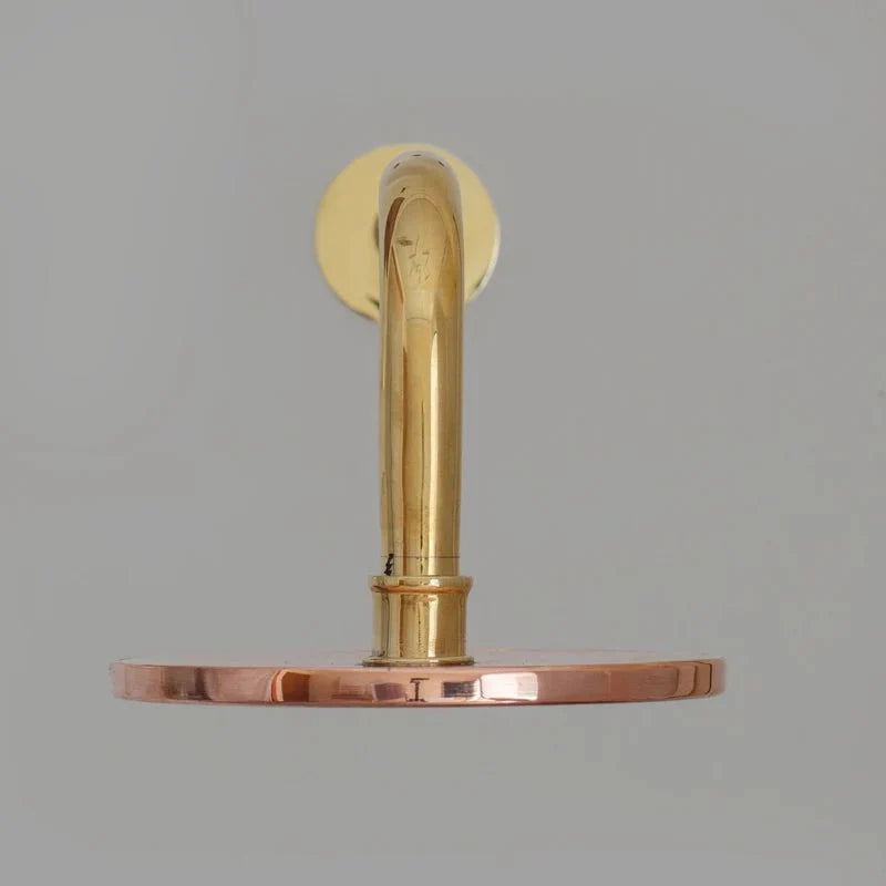 Solid Copper Rain Shower Head, Flat Round Handcrafted Vintage Showerhead, Works Outdoor