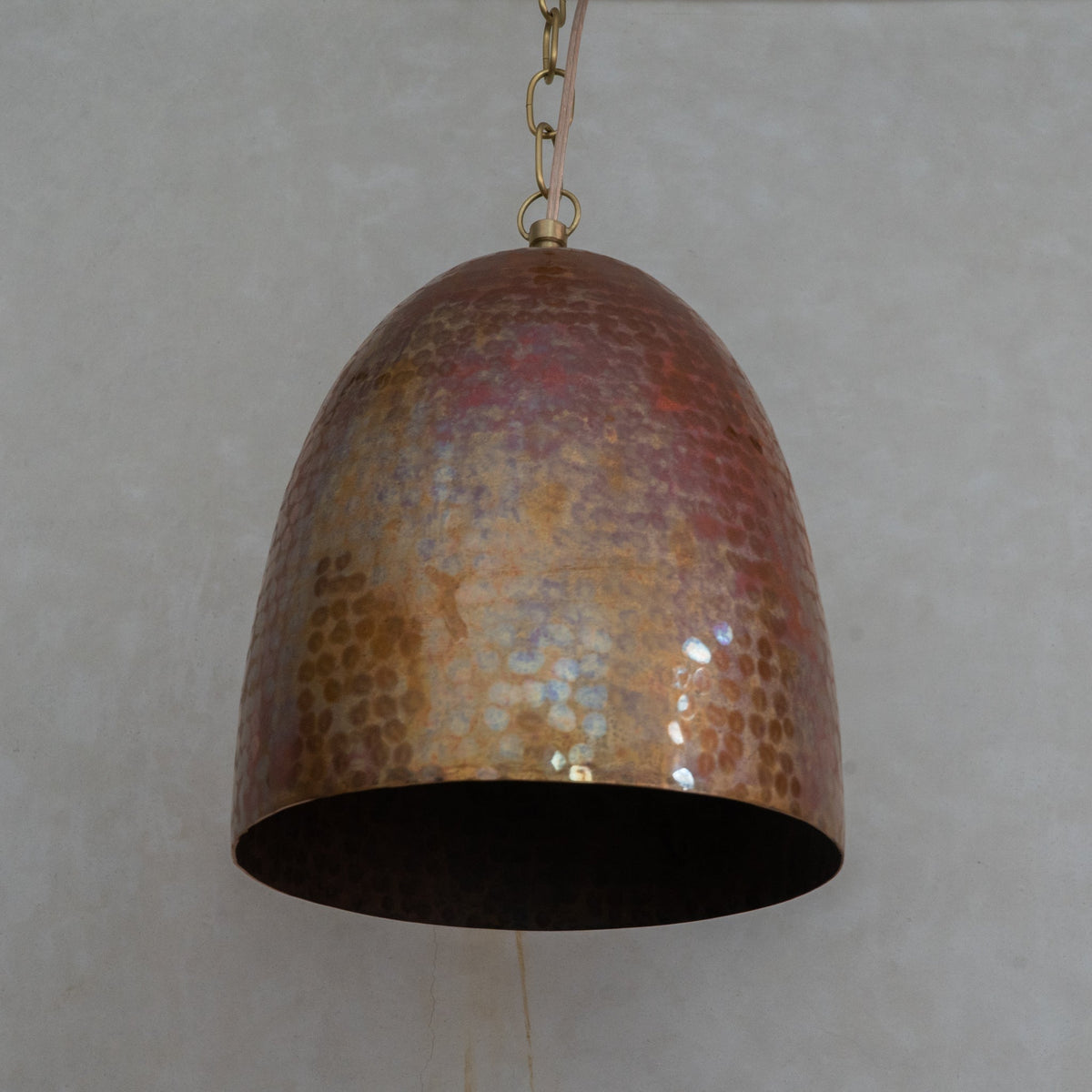 Solid Copper Tall Capsule Pendant – Hand-Hammered Slim Moroccan Cylinder Light