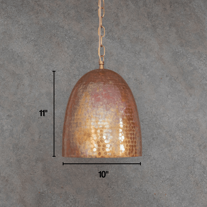 Solid Copper Tall Capsule Pendant – Hand-Hammered Slim Moroccan Cylinder Light